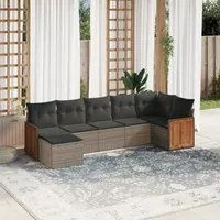 Set Divani da Giardino 7 pz con Cuscini Grigio in Polyrattan 3260275