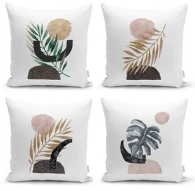 Set di 4 federe decorative Foglia geometrica, 45 x 45 cm - Minimalist Cushion Covers
