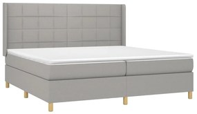 Letto a molle materasso e led grigio chiaro 200x200 cm tessuto