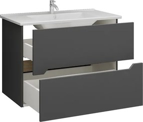 Composizione bagno sospesa 85 cm colore nero grafite matt | LAC-ARES-85 - KAMALU