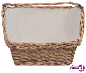 vidaXL Cesta Legna da Ardere con Manico 61,5x46,5x58cm Marrone Salice