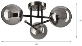 Brilagi - Plafoniera a montaggio superficiale MALIVA 3xE14/15W/230V cromo opaco/fumé