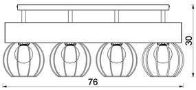 Lampadario a plafone MENTON 4xE27/15W/230V nero/marrone/quercia