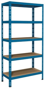 Scaffale in kit 5 ripiani Pokerino L 100 x P 40 x H 180 cm blu, portata per ripiano 220 kg