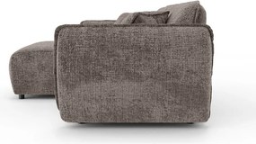 Divano angolare grigio tortora (con penisola a sinistra/con chaise lounge) con rivestimento in ciniglia Nelia – Ropez
