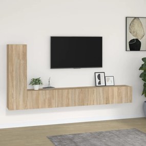 Set Di Mobili Porta Tv 3 Pz Rovere Sonoma İn Legno Multistrato /