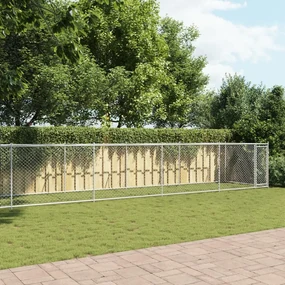 Gabbia per cani con porta grigia 10x2x1,5 m in acciaio zincato