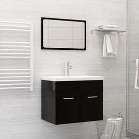 Set Mobili Da Bagno Nero Lucido İn Truciolato /