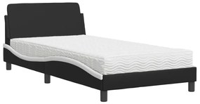 Letto con materasso nero e bianco 100x200 cm in similpelle