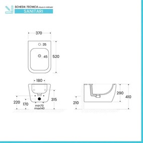 Sanitari Sospesi in ceramica bianco design quadrato con copriwc e scarico rimless Kayra