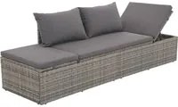 Lettino da Giardino con Cuscini in Polyrattan Grigio 317110