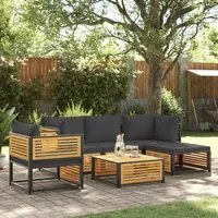 Set Divano da Giardino 6 pz con Cuscini in Massello di Acacia 3214880