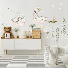 Adesivi murali - Cigni con fiori | Inspio