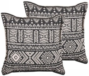 Set di 2 cuscini decorativi in cotone 45 x 45 cm beige e nero SIRVAN Beliani