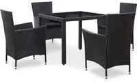 Set da Pranzo da Giardino 5 pz in Polyrattan Nero 45978