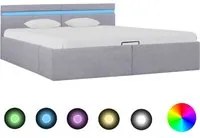 Letto Idraulico Contenitore LED Grigio Chiaro Tessuto 160x200cm cod mxl 78502