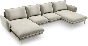 Divano angolare Vienna 6 posti in velluto con gambe oro - L350cm
