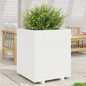 Fioriera Da Giardino Bianca 60x60x72,5cm Legno Massello Di Pino /
