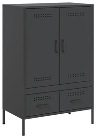 Credenza nera 68x39x101,5 cm in acciaio laminato a freddo