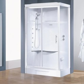 Cabina doccia idromassaggio rettangolare Cayenne 80 x 120 cm sinistra completa di bagno di vapore e aromaterapia