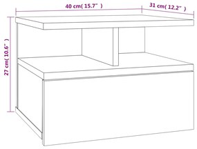 Comodini Pensili Rovere Fumo 2pz 40x31x27 cm Legno Multistrato