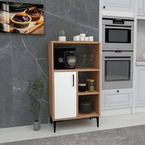 Mobile Da Cucina Multifunzione Dispensa 60x35x109 Kion Rovere E Bianco