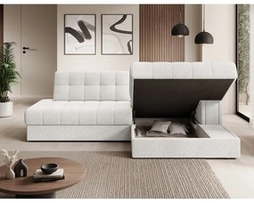 Divano angolare color crema allungabile (con penisola a destra/con chaise lounge) con rivestimento in bouclé Blezalt – ELTAP