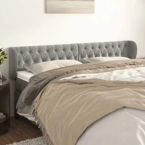Testiera Ad Orecchio Grigio Chiaro 183x23x78/88 Cm İn Velluto /