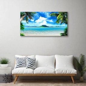 Quadro su tela Palme sul mare dell'isola tropicale 100x50 cm