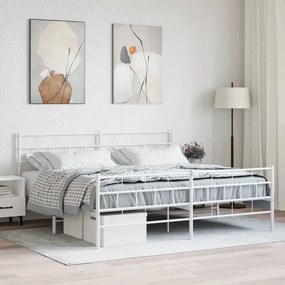 Giroletto Con Testiera E Pediera Metallo Bianco 180x200 Cm /