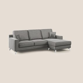 Michael divano moderno angolare con penisola in morbido velluto impermeabile T01 grigio