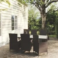 Set Mobili da Giardino 7 pz con Cuscini in Polyrattan Marrone cod mxl 38537