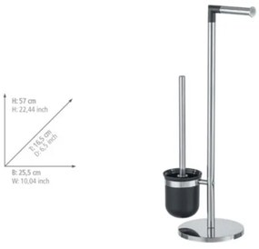 WENKO 21836800 - Spazzola per WC PARUS 25,5 x 57 cm acciaio inox/argento/nero