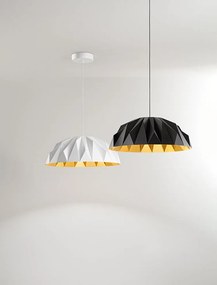 Perenz Prisma - sospensione acrilico geometrica Ø56 cm disponibile nei colori bianco opaco + oro e nero opaco + oro