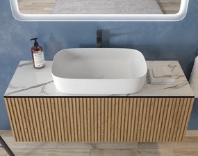 Mobile bagno sospeso 120cm rovere effetto cannettato KDS-120P - KAMALU