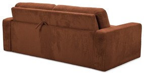 Divano color terracotta allungabile con rivestimento in velluto a coste 195 cm Nona – Makamii