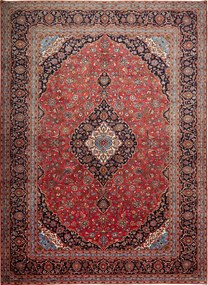 Kashan Tappeto persiano 410x300 Blu (Iran) Annodato A Mano