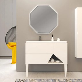 Mobile sottolavabo e lavabo Vintage per vasca a sinistra bianco opaco L 105 x H 55 x P 45.3 cm