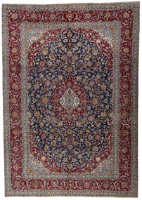 Kashan Tappeto 290x420 Blu (Iran) Annodato A Mano