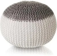 Pouf Poggiapiedi Tessuto a maglia Grigio e Bianco Fodera Rimovibile 45 cm