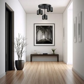 Lampadario a sospensione con supporto rigido 3xE27/35W/230V diametro 30 cm nero