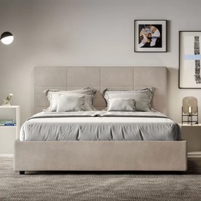 Letto matrimoniale e rete 160x190 in microfibra sabbia Mika