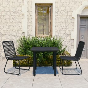 Set Da Pranzo Da Giardino 3 Pz İn Polyrattan E Vetro /