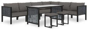 Set Divani da Giardino 9 pz con Cuscini in Polyrattan Antracite