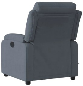 Poltrona massaggiante reclinabile grigio scuro in velluto
