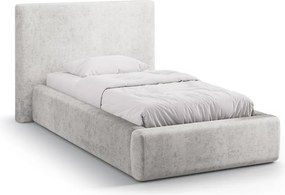 Letto singolo imbottito grigio chiaro con contenitore con rete inclusa 90x200 cm Amy – Micadoni