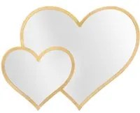 Specchio Glam Double Heart 65x2x50 cm in Ferro Specchio e MDF Oro