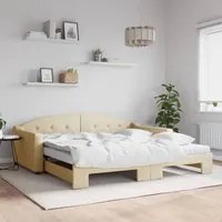 Divano Letto Estraibile con Materassi Crema 100x200 cm Tessutocod mxl 82702