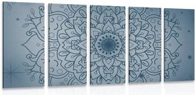 Quadri 5 pezzi – Fiore di Mandala blu scuro