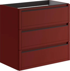 Mobile da bagno sospeso sotto lavabo L 79.5 x H 78 x P 45.5 cm rosso opaco, 3 cassetti TRATTO
